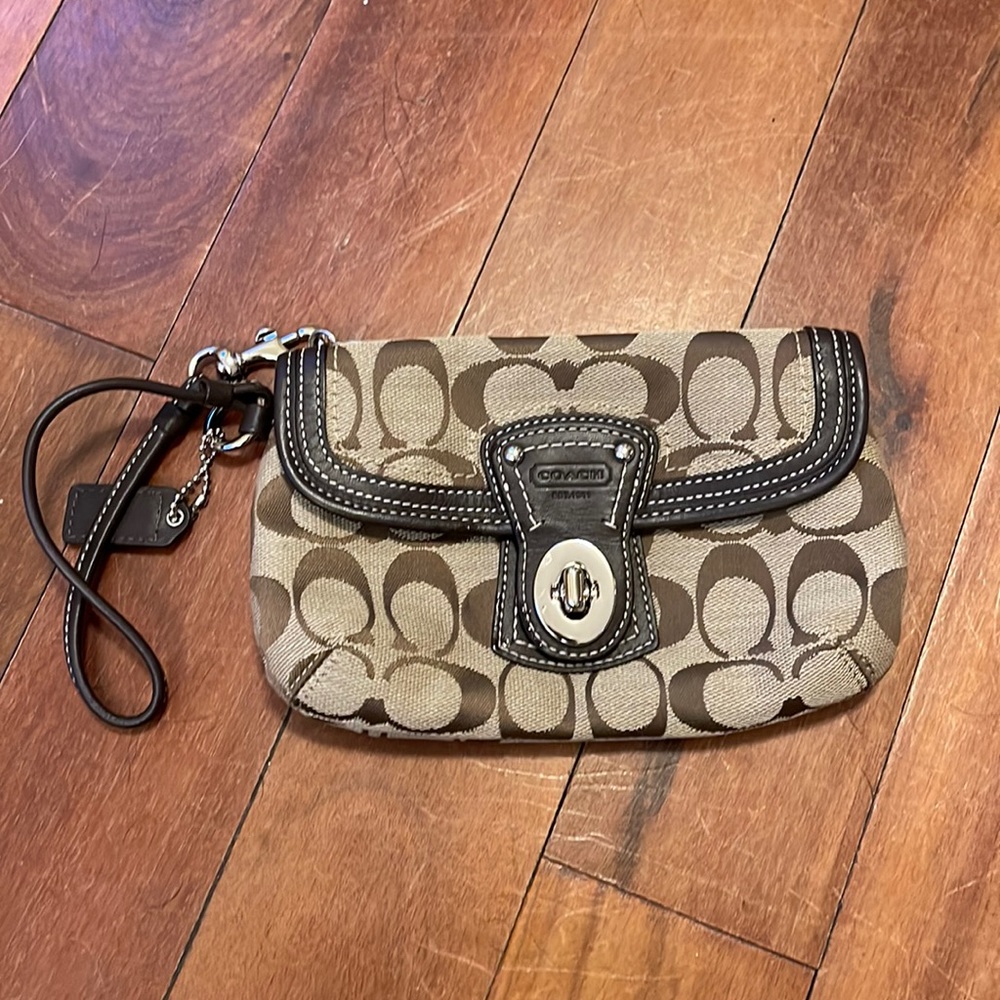 Coach brown wristlet